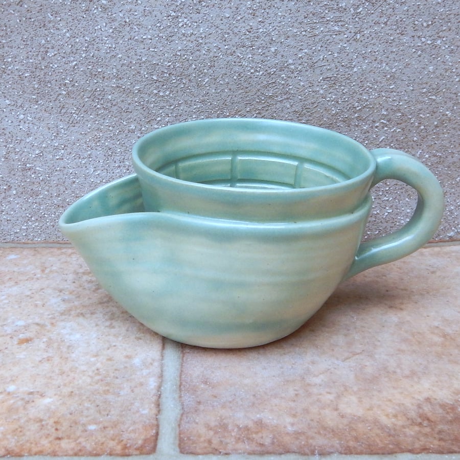 Shaving scuttle shave lather soap bowl hand thrown in stoneware pottery