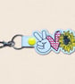 Sunflower Keyring - Peace Love Sunflower Faux Leather Bag Charm