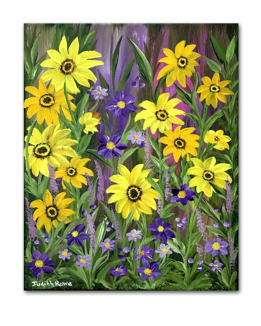 Original Painting "Sunshine Garden" on 12 x 9" Box Canvas
