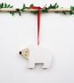 Polar bear Christmas tree hanging decoration, cute animal stocking filler.