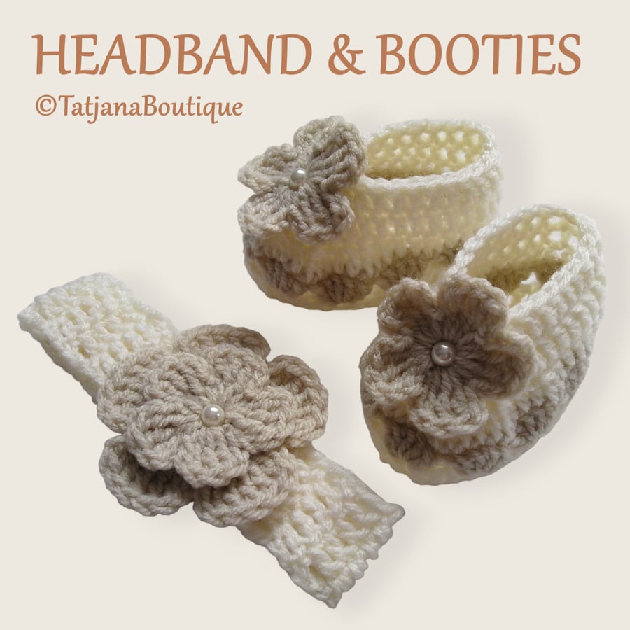 Crochet Pattern Baby Headband and Ballerina Boo... - Folksy