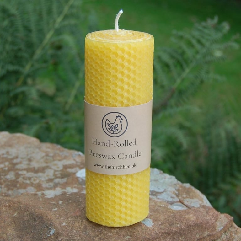 Hand Rolled Yellow Beeswax Pillar Candle 15cm-5.9 inches Natural Beeswax