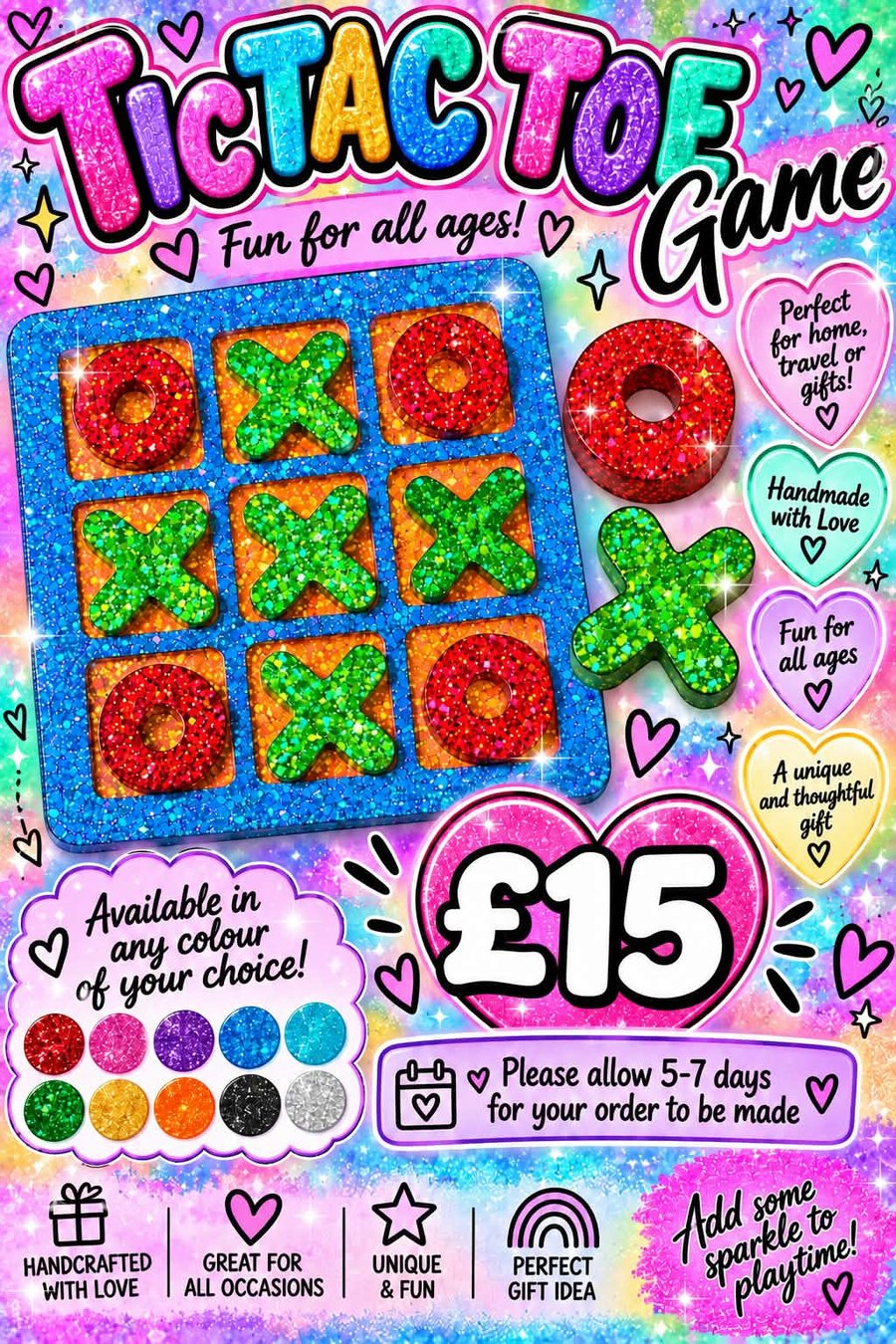 Image of Handmade resin tic tac toe game 