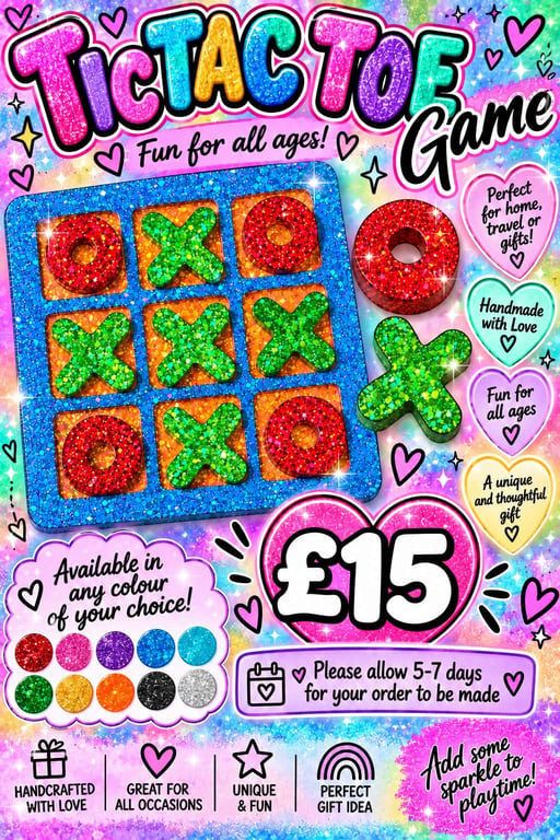 Handmade resin tic tac toe game 