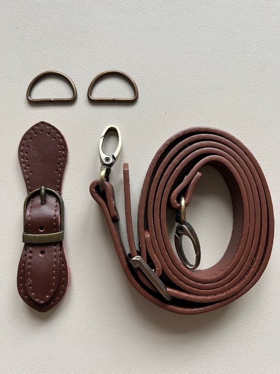 Brown & Antique Brass Hardware Kit for making a Felt Bag on a Ball