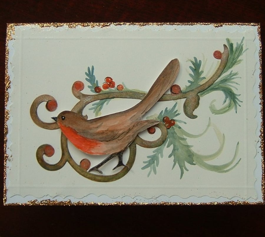 Christmas robin 7x5 card (ref 746)