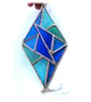 Stained Glass Diamond Suncatcher Handmade Teal Blue Triangles 