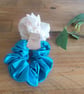 Handmade Turquoise Satin Jumbo Scrunchie – Statement Hair Accessory