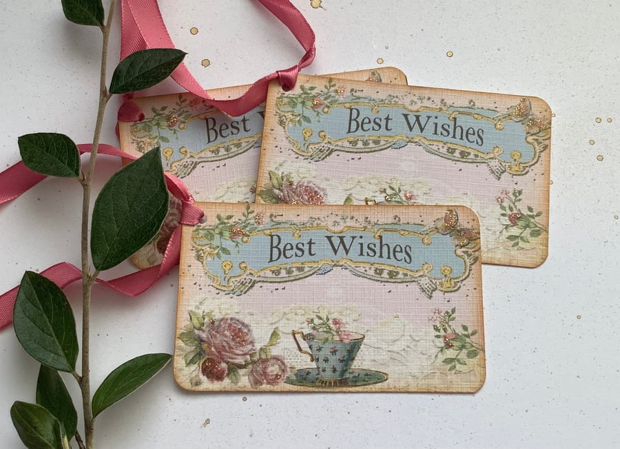 GIFT TAGS .Vintage -style  ' Afternoon Tea '( set of 3) ' .ready to ship...