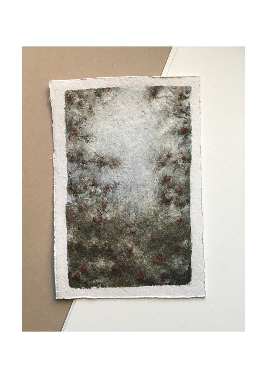 Wild roses original small watercolour painting 