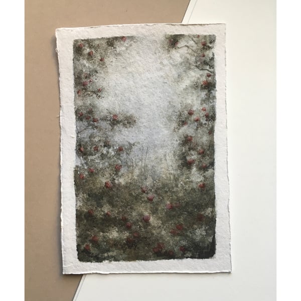 Wild roses original small watercolour painting 