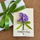 Purple lily bouquet birthday card luxury flower greetings for wife 