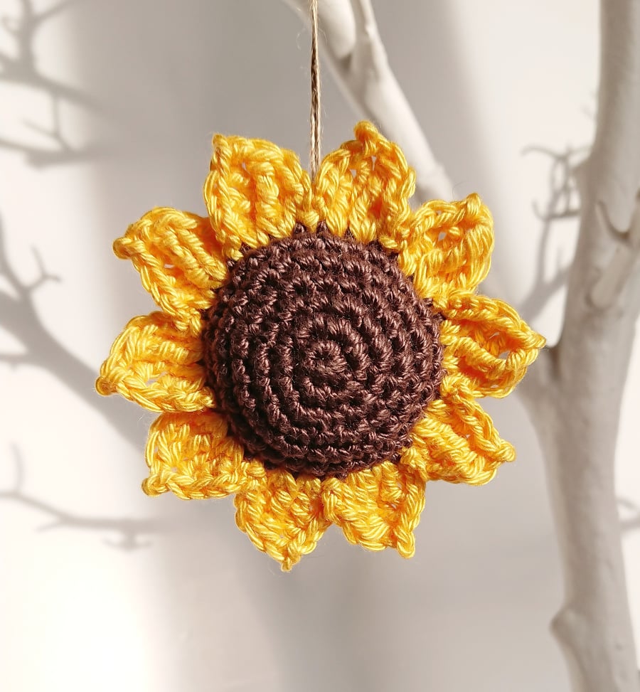 Crochet Sunflower Hanging Decoration