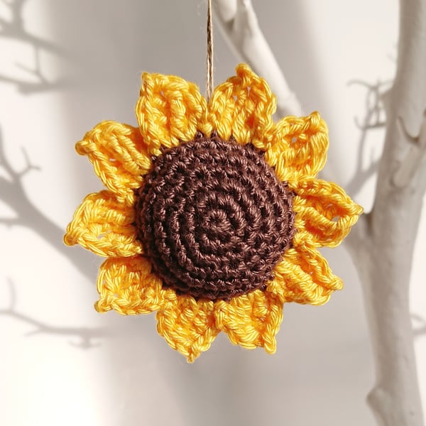 Crochet Sunflower Hanging Decoration