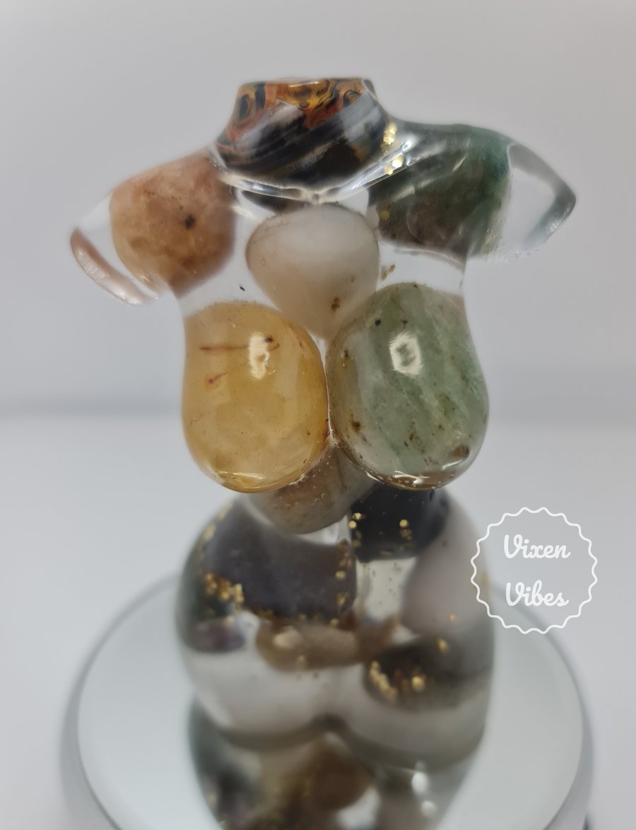 Gemstone Filled Resin Goddess - Female Form - Naked Torso