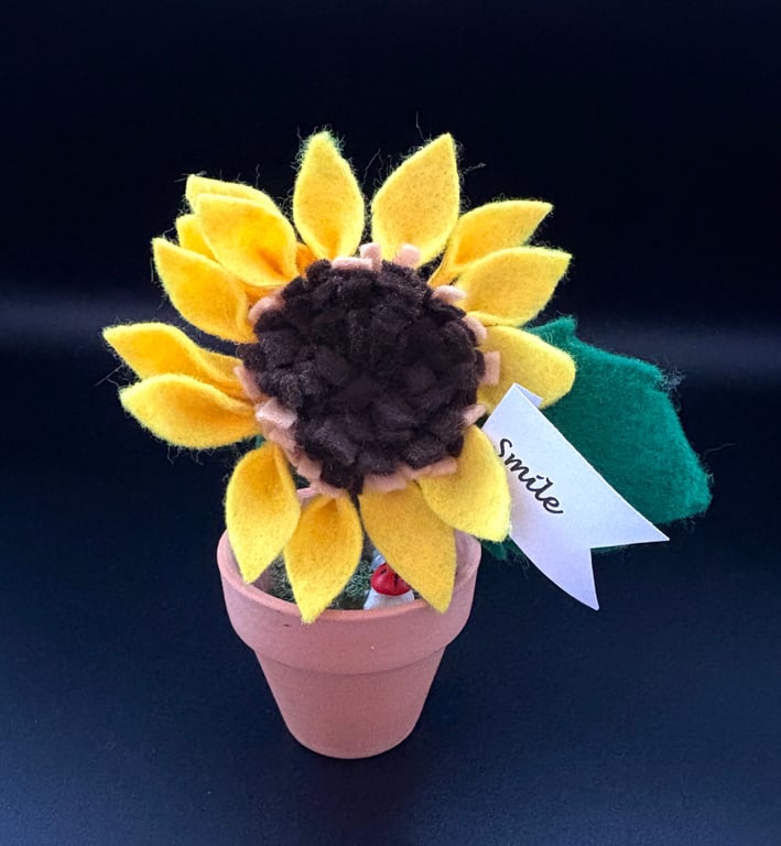 Sunflower with smile tag