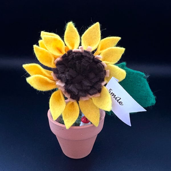 Sunflower with smile tag