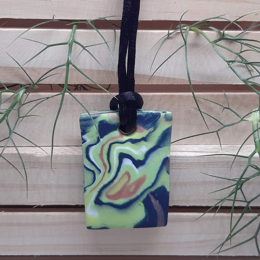 Vibrant polymer clay rectangular pendant