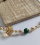 Green Agate Style Beaded Statement Necklace - Amber & Champagne Rondelle Glass - Image 3