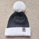 Panda Beanie kids soft and cosy winter beanie with removable Faux Fur pom-pom
