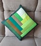 Green patchwork cushion cover - Image 2