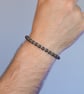 Bracelet un-polished hematite and sterling silver stretch handmade - Image 2