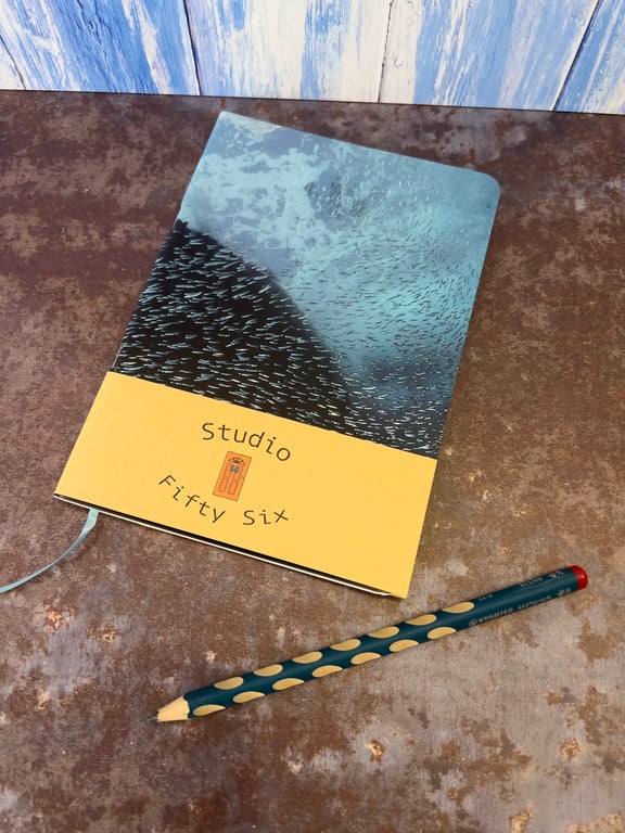 Notebook, Marine themed, A5 (ish), made from up-cycled and recycled materials.