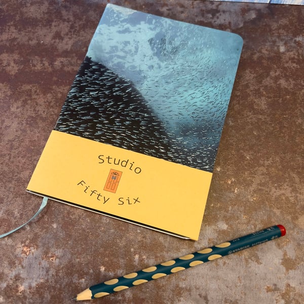 Notebook, Marine themed, A5 (ish), made from up-cycled and recycled materials.