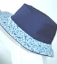 Blue Sun Hat Bucket Hat Ditsy Floral Rim Navy Blue Duck Egg Reversible Shade - Image 6