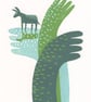 Magic Donkey No.16 Three-Colour A5 Reduction Linocut Print - Image 2