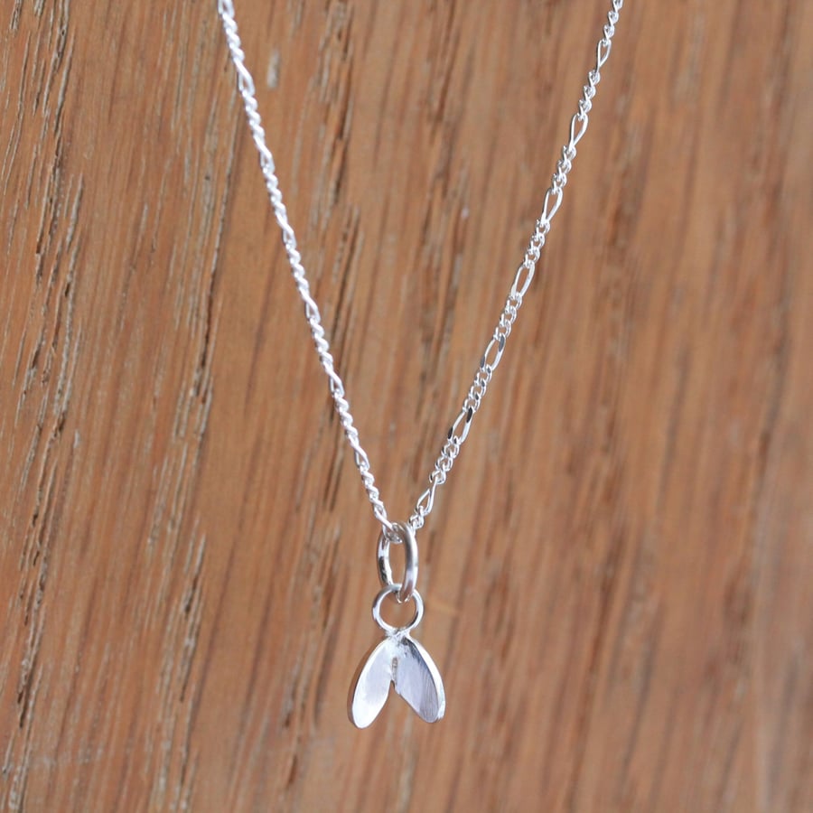 Silver Leaf Necklace - Silver Cress Necklace - Tiny Silver Pendant