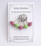 Lampwork Stitch Markers - Wicked Pinks and Greens - Image 1