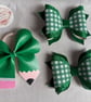 Green School Hair Bow Set