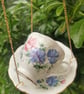 Royal Albert Sweet Pea Teacup Bird Feeder Upcycled Bone China Hanging Bird Feed - Image 3