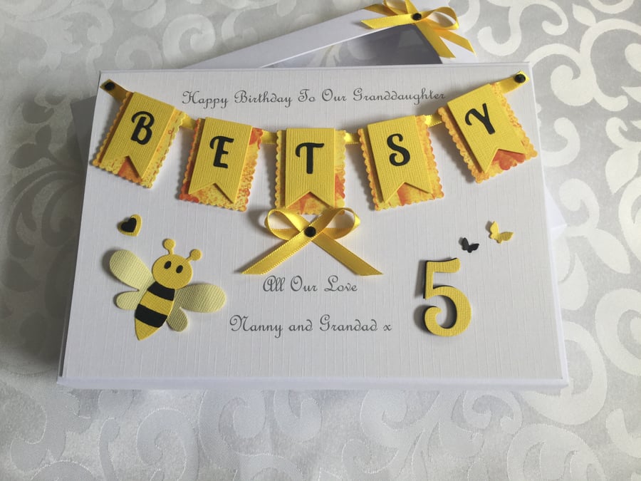 Personalised Birthday Card Granddaughter Daughter Gift Boxed Any Age 5th 1st 7th