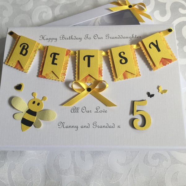 Personalised Birthday Card Granddaughter Daughter Gift Boxed Any Age 5th 1st 7th