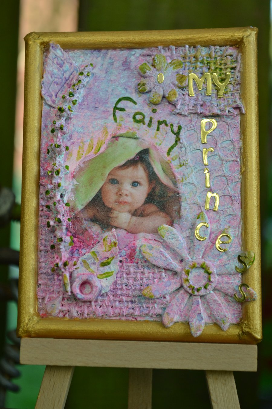 Framed custom made personalised mixed media ACEO collage - My Fairy Princess
