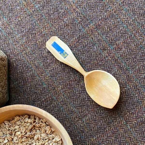Asymmetric Birch Wood Eating Spoon with Painted Handle