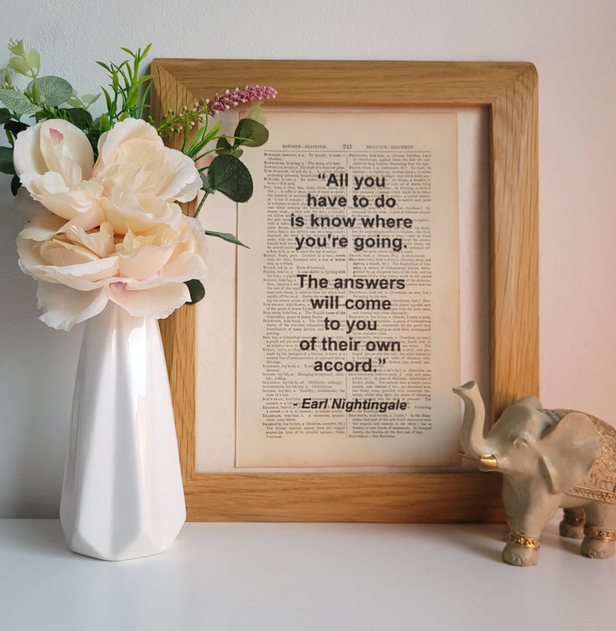 Unframed 1800s Dictionary Page Quote Print - Earl Nightingale - Print Only