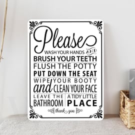 Metal Bathroom Sign WallDoor Sign Gift Toilet