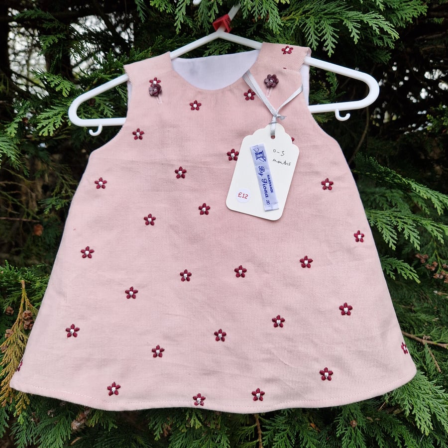 Age: 0-3m Pink Daisy Needlecord Dress 