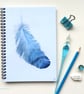 Blue feather spiral bound A5 notebook jotter lined project book - Image 1