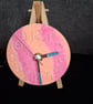 Handmade epoxy resin desk or mantel clock, wooden easel stand Battery operated.