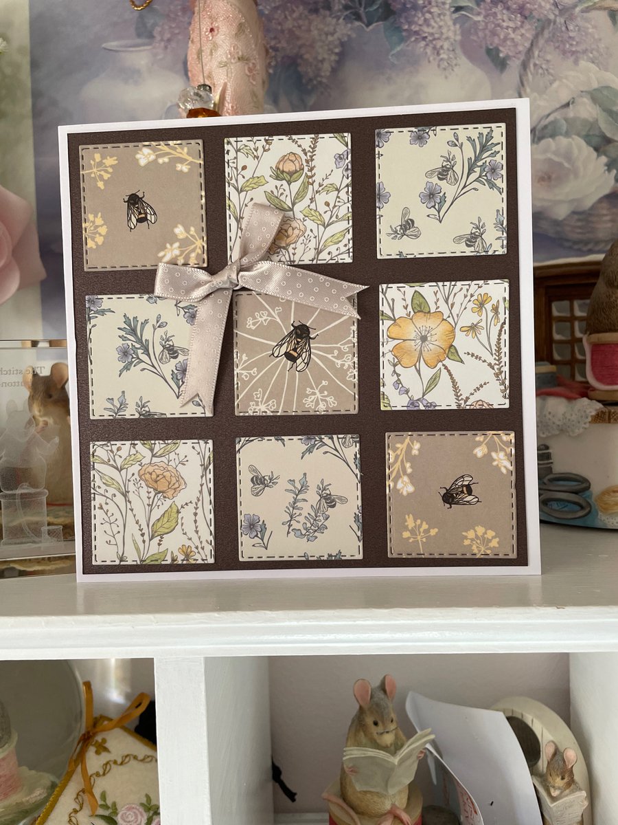 Patchwork Bee & Floral Card 