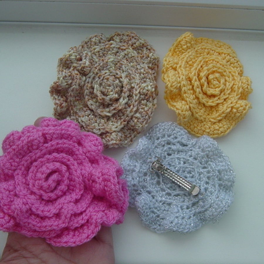 Full Bloom!  Choice of Four Crocheted Floral Hair Accessory