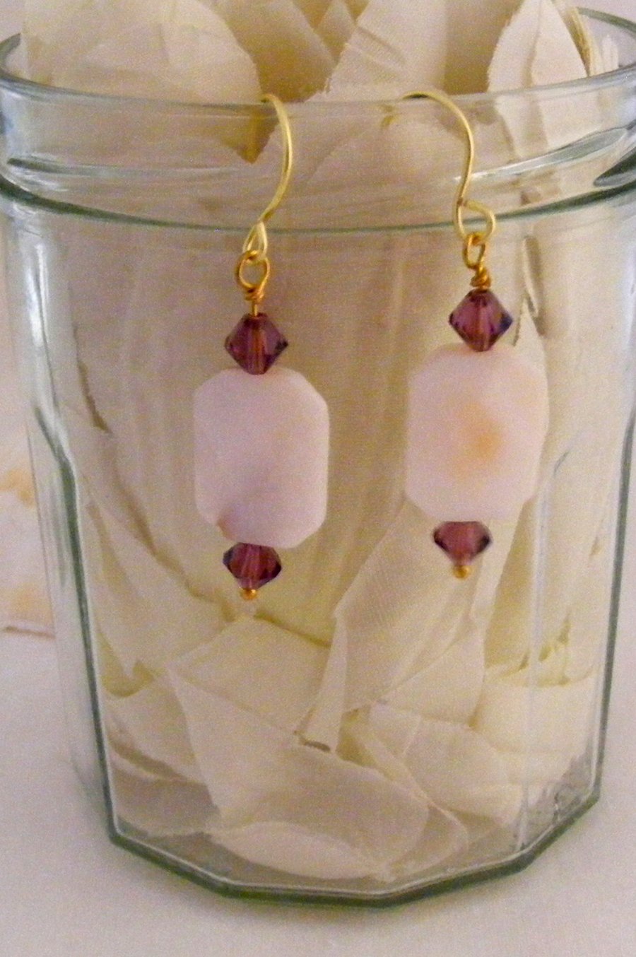 White Mother of Pearl Oblong Earrings