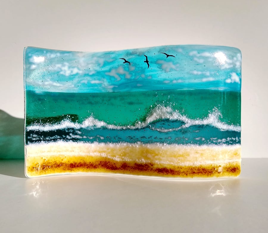Incoming Tide fused glass wave