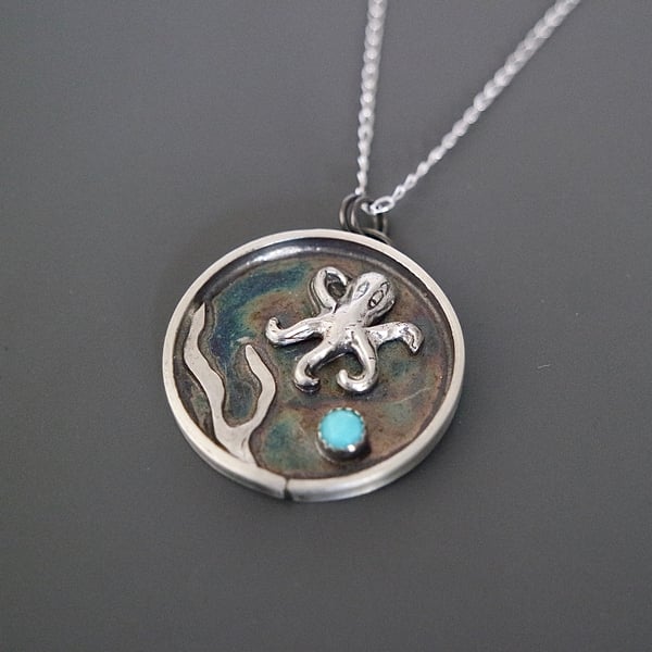 Octopus underwater scenery, turquoise, quirky jewellery