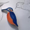 Kingfisher Bird Ceramic Brooch