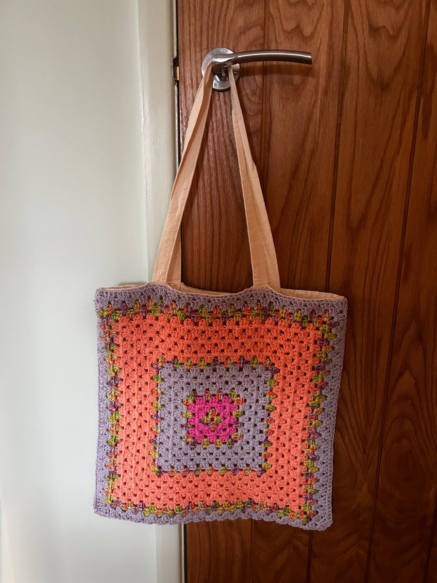Crochet Granny Square Tote Bag